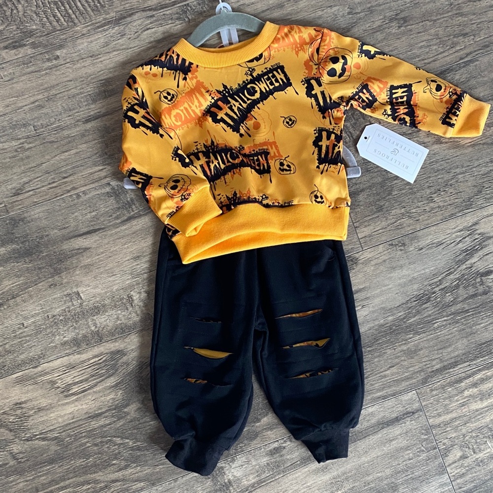 PatPat Halloween Kids Matching Set - Orange and Black
